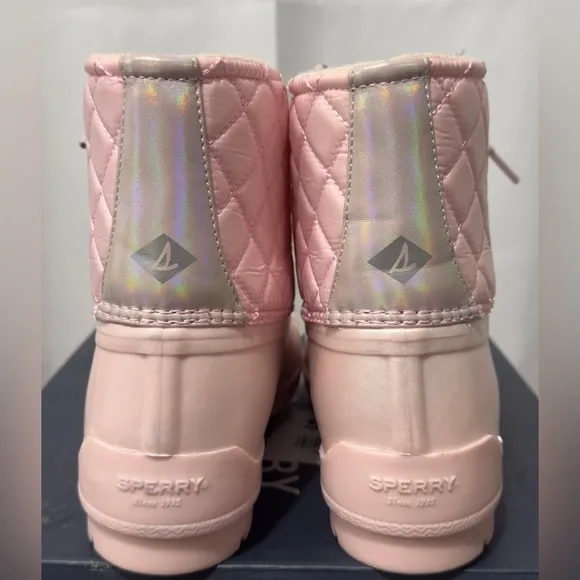 Sperry Big Girls Blush Quilted Port Duck Boots - Flocked Rubber Sole  4M     NIB