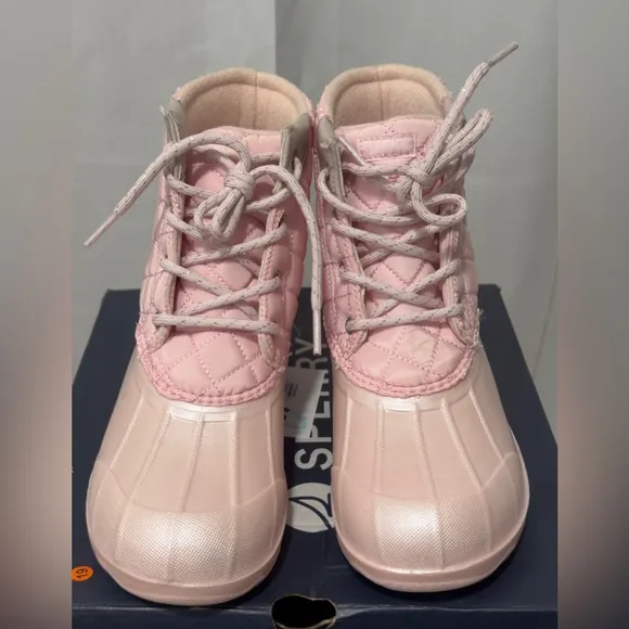 Sperry Big Girls Blush Quilted Port Duck Boots - Flocked Rubber Sole  4M     NIB