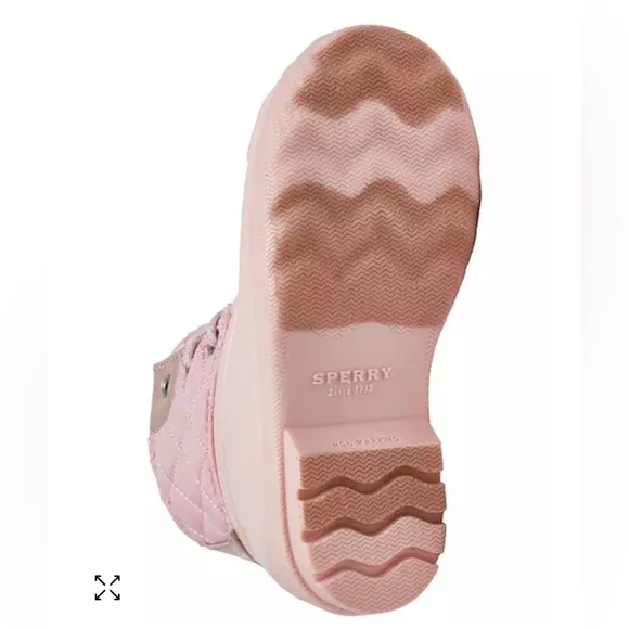 Sperry Big Girls Blush Quilted Port Duck Boots - Flocked Rubber Sole  4M     NIB