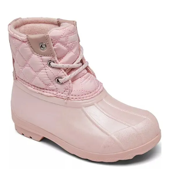 Sperry Big Girls Blush Quilted Port Duck Boots - Flocked Rubber Sole  4M     NIB
