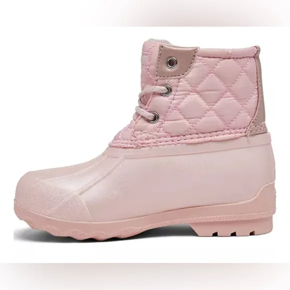 Sperry Big Girls Blush Quilted Port Duck Boots - Flocked Rubber Sole  4M     NIB