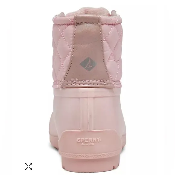 Sperry Big Girls Blush Quilted Port Duck Boots - Flocked Rubber Sole  4M     NIB