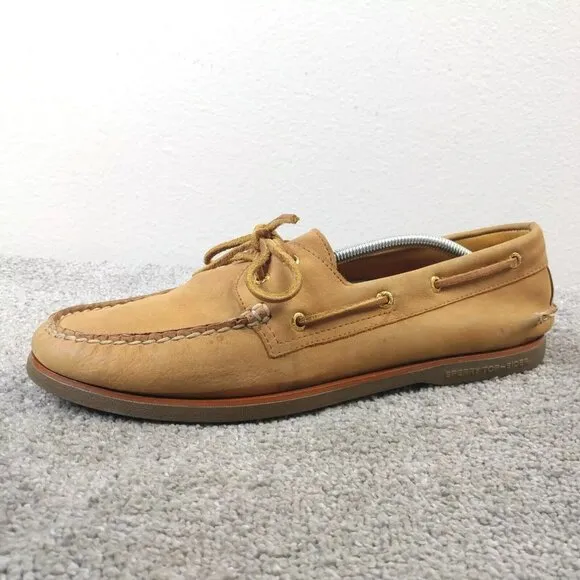 Sperry Gold Cup Boat Shoes Mens 13 Slip On Brown Tan Leather Slip On Casual
