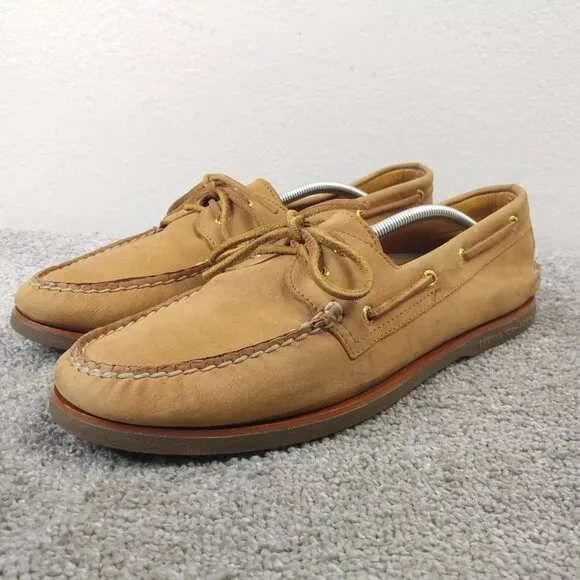 Sperry Gold Cup Boat Shoes Mens 13 Slip On Brown Tan Leather Slip On Casual