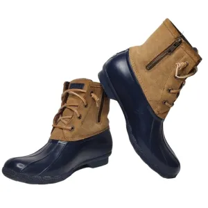 Sperry Sweetwater Navy Tan Lace Up Waterproof Rubber Winter Boots