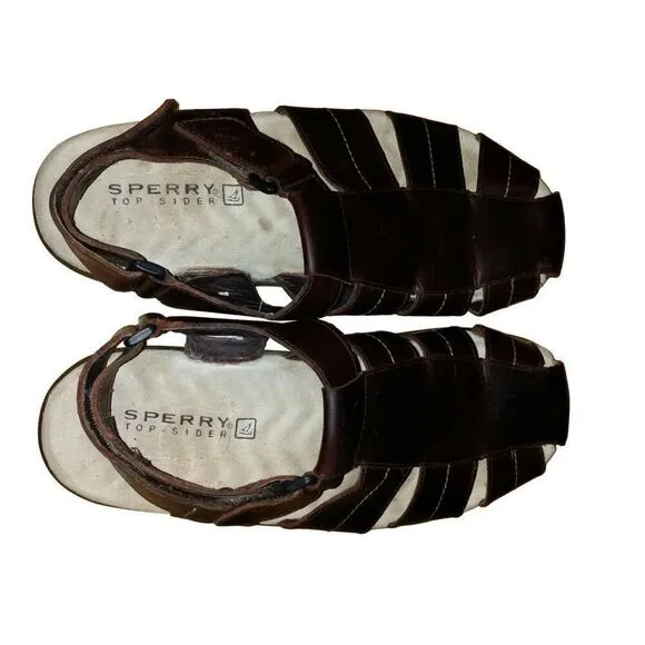 Sperry Top Sider Fisherman Sandals Men Sz 11 M Brown Leather Casual‎ Summer