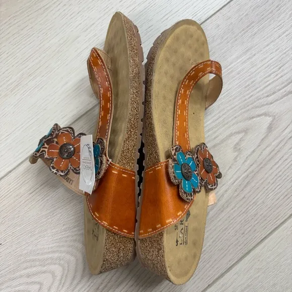 Spring Step L’Artiste Ludovica Camel Women's Floral Sandals