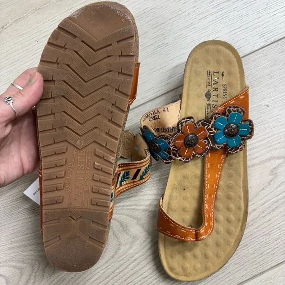 Spring Step L’Artiste Ludovica Camel Women's Floral Sandals