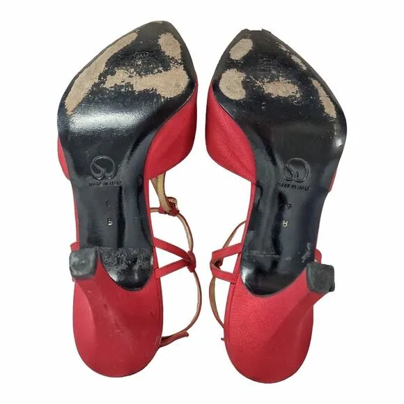 ST. JOHN Red Strappy Heels Size 9 Sexy High Heels Holidays Formal Embellished