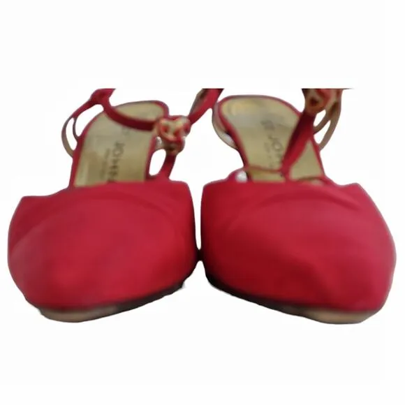 ST. JOHN Red Strappy Heels Size 9 Sexy High Heels Holidays Formal Embellished