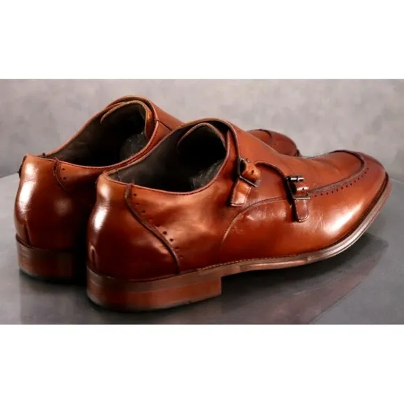 Stacy Adams Baldwin $120 Men's Monk Strap Moc Toe Dress Shoes Size 10.5 Leather
