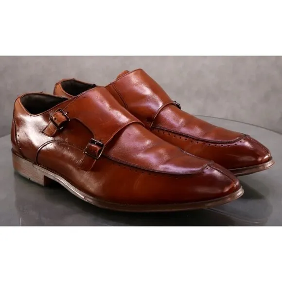 Stacy Adams Baldwin $120 Men's Monk Strap Moc Toe Dress Shoes Size 10.5 Leather