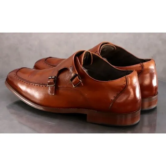 Stacy Adams Baldwin $120 Men's Monk Strap Moc Toe Dress Shoes Size 10.5 Leather