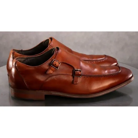 Stacy Adams Baldwin $120 Men's Monk Strap Moc Toe Dress Shoes Size 10.5 Leather