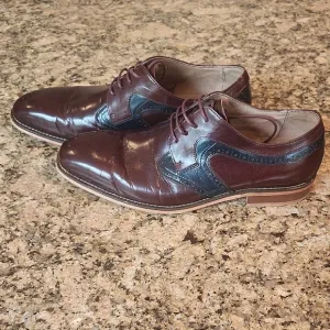 Stacy Adams Brown and Black Oxford Shoes with Brogue Detailing
