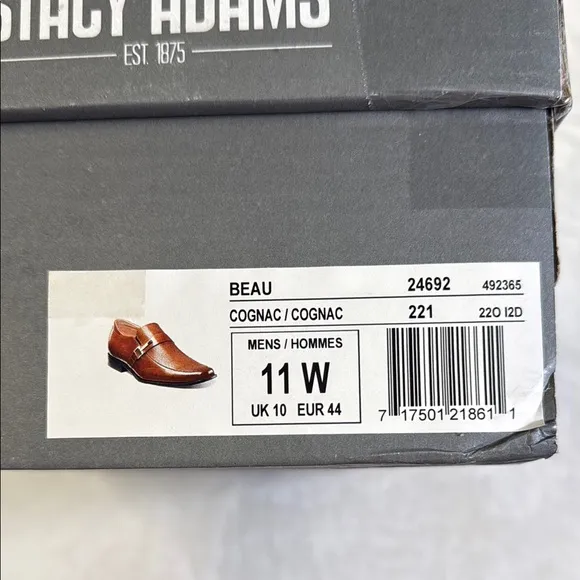 Stacy Adams Men's Beau Cognac Loafer- 11 Wide Width