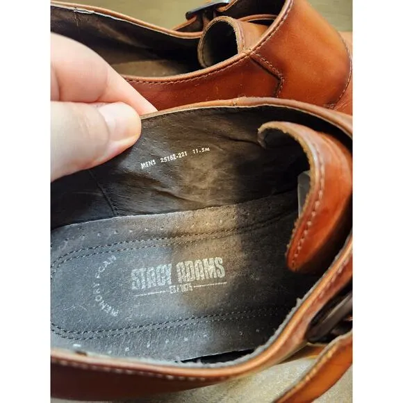 Stacy Adams Men's Brown Desmond Leather Cap Toe Monk Strap Dress Shoes Size 11.5