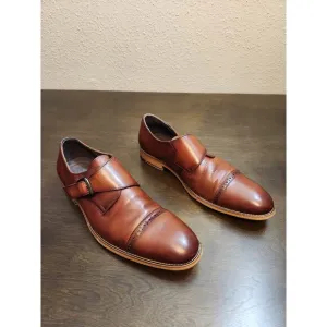 Stacy Adams Men's Brown Desmond Leather Cap Toe Monk Strap Dress Shoes Size 11.5