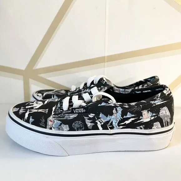 STAR WARS VANS Dark Side Planet Hoth Black Sneakers Shoes Big Kids Size 13
