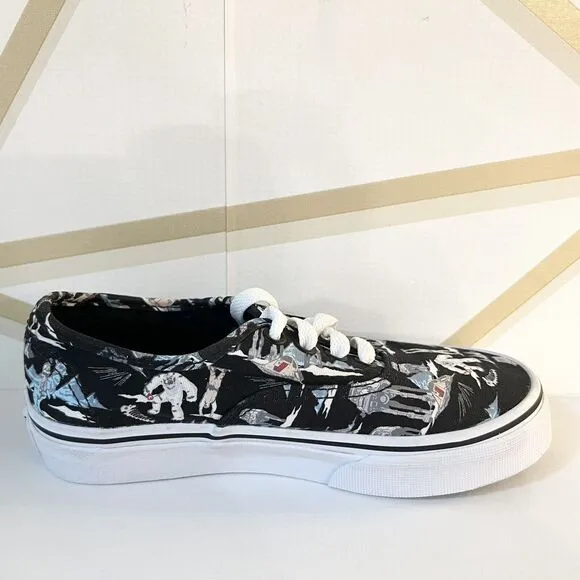 STAR WARS VANS Dark Side Planet Hoth Black Sneakers Shoes Big Kids Size 13