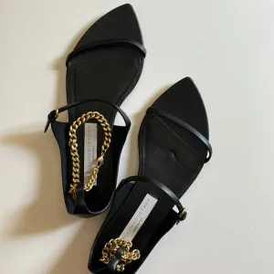 Stella McCartney Black and Gold Chain Sandals