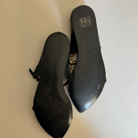 Stella McCartney Black and Gold Chain Sandals