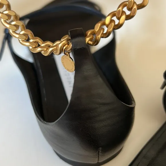 Stella McCartney Black and Gold Chain Sandals