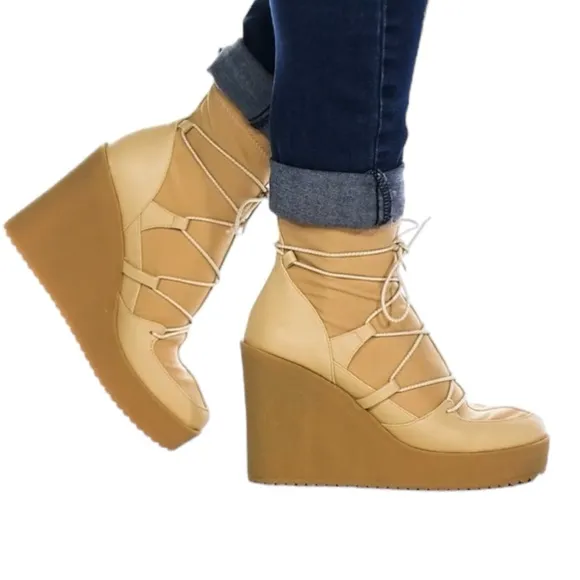 STEVE MADDEN Atomic Wedge Lace-Up Bootie - 8.5
