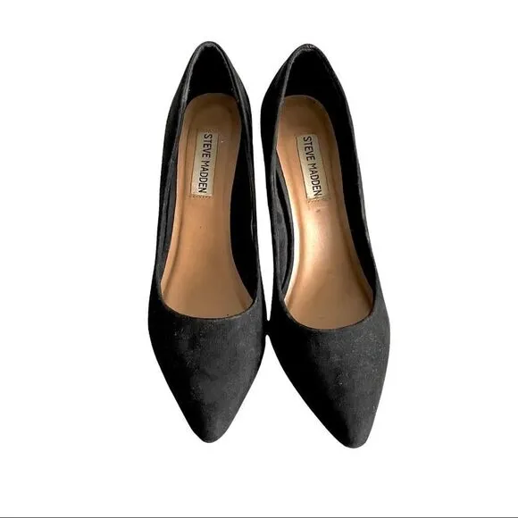STEVE MADDEN Black Suede Pointy Toe High Heel Pumps 7.5