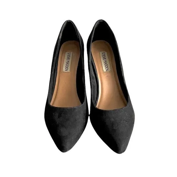 STEVE MADDEN Black Suede Pointy Toe High Heel Pumps 7.5