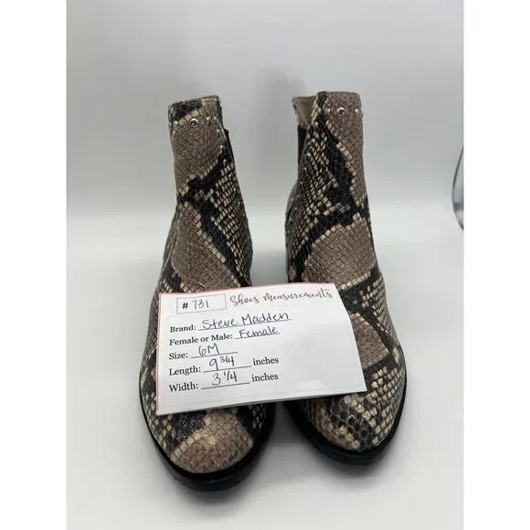 Steve Madden Cade Gray Snake Skin Stretch Leather Booties Casual Boots Size 6M