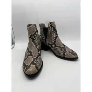 Steve Madden Cade Gray Snake Skin Stretch Leather Booties Casual Boots Size 6M