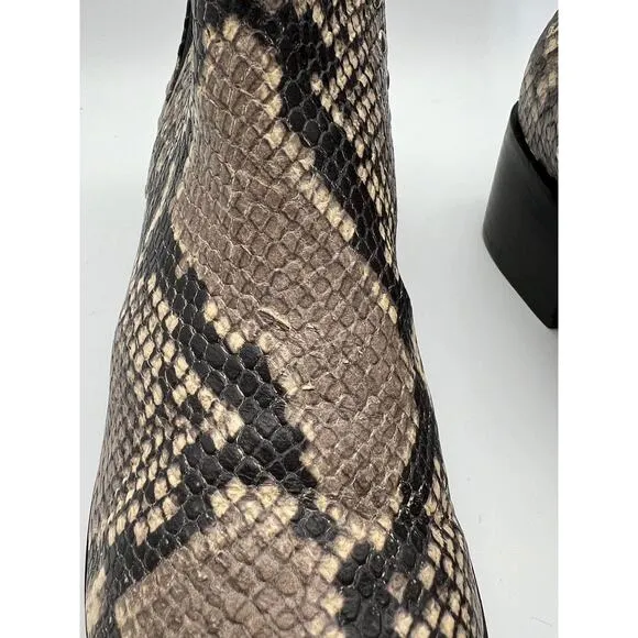 Steve Madden Cade Gray Snake Skin Stretch Leather Booties Casual Boots Size 6M