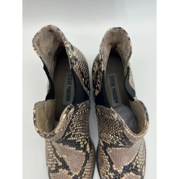 Steve Madden Cade Gray Snake Skin Stretch Leather Booties Casual Boots Size 6M
