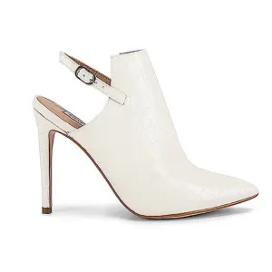 Steve Madden Daily White Leather Croc Embossed Heeled Sling Ankle Booties Size 8