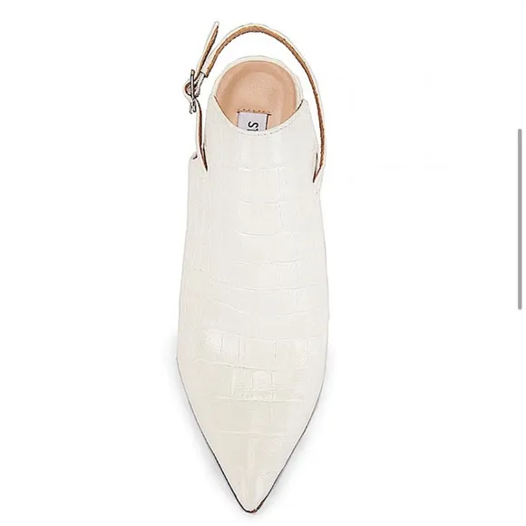Steve Madden Daily White Leather Croc Embossed Heeled Sling Ankle Booties Size 8