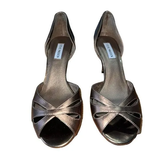 Steve Madden Eskapade Bronze Leather Peep Toe Heels Womens Size 10 NEW