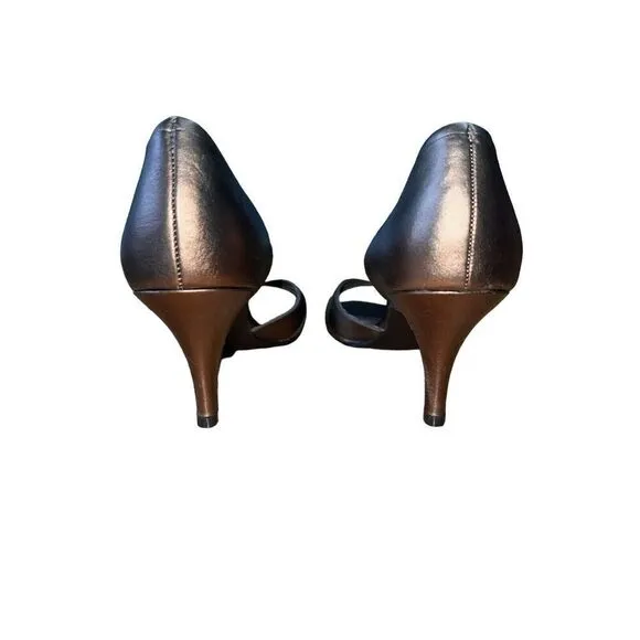 Steve Madden Eskapade Bronze Leather Peep Toe Heels Womens Size 10 NEW