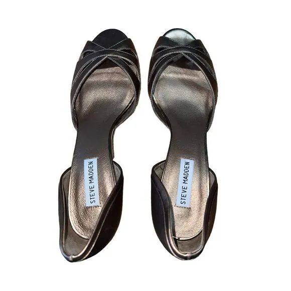 Steve Madden Eskapade Bronze Leather Peep Toe Heels Womens Size 10 NEW