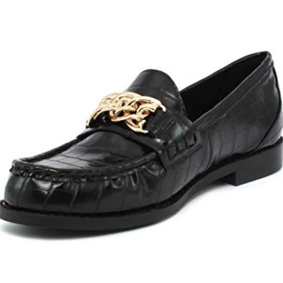 STEVE MADDEN Leather Chain Loafers Shoes