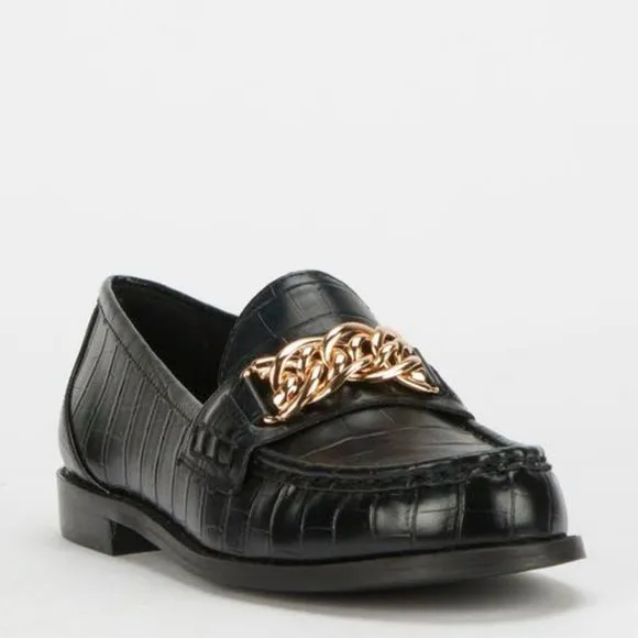 STEVE MADDEN Leather Chain Loafers Shoes