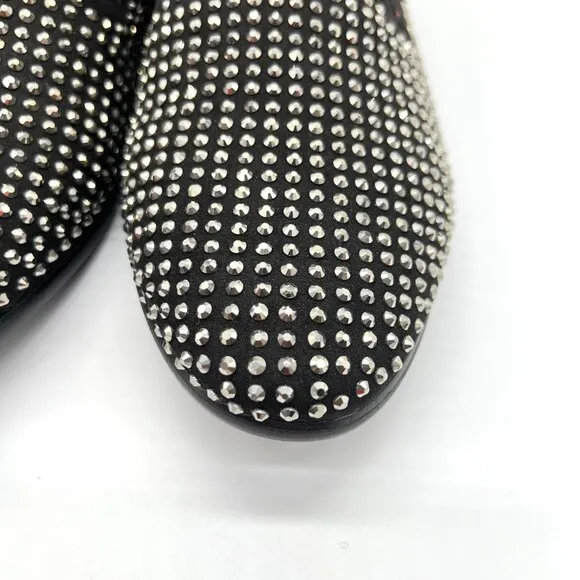 Steve Madden Mens 9 Caviarr Black Silver Studded Loafers Dress Shoes