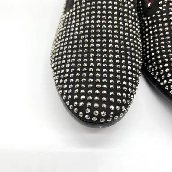 Steve Madden Mens 9 Caviarr Black Silver Studded Loafers Dress Shoes