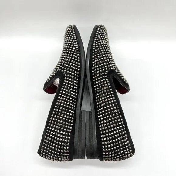 Steve Madden Mens 9 Caviarr Black Silver Studded Loafers Dress Shoes