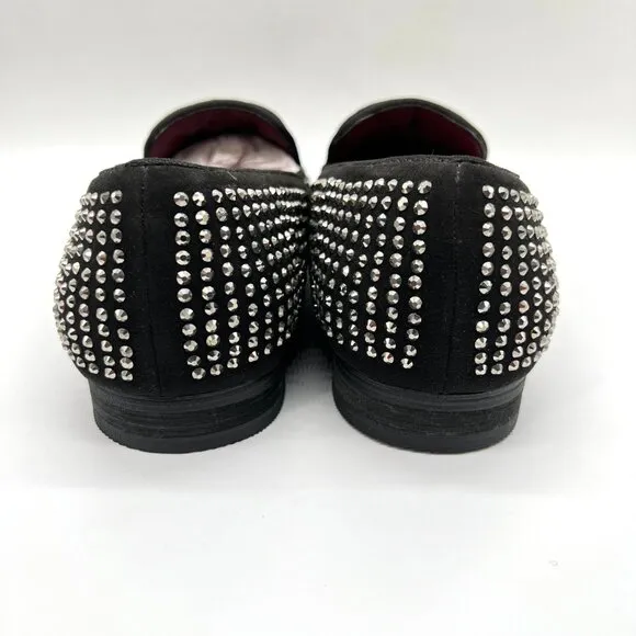 Steve Madden Mens 9 Caviarr Black Silver Studded Loafers Dress Shoes