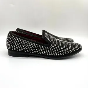 Steve Madden Mens 9 Caviarr Black Silver Studded Loafers Dress Shoes