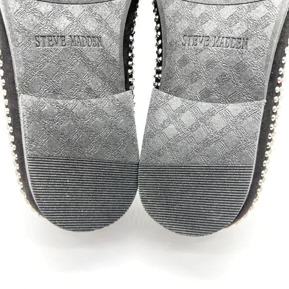 Steve Madden Mens 9 Caviarr Black Silver Studded Loafers Dress Shoes