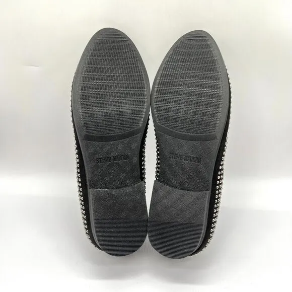 Steve Madden Mens 9 Caviarr Black Silver Studded Loafers Dress Shoes