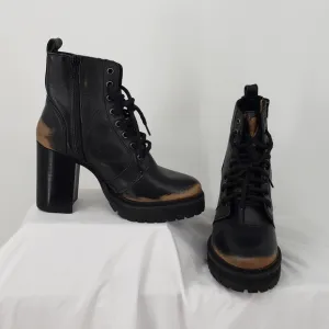 Steve Madden River Black Distressed Combat Boots Fall Winter Anytime Boot 7