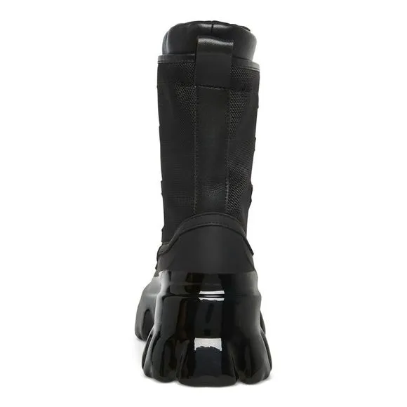 STEVE MADDEN Womens Black Lug Sole Trench Round Toe Block Heel Rain Boots 8.5 M